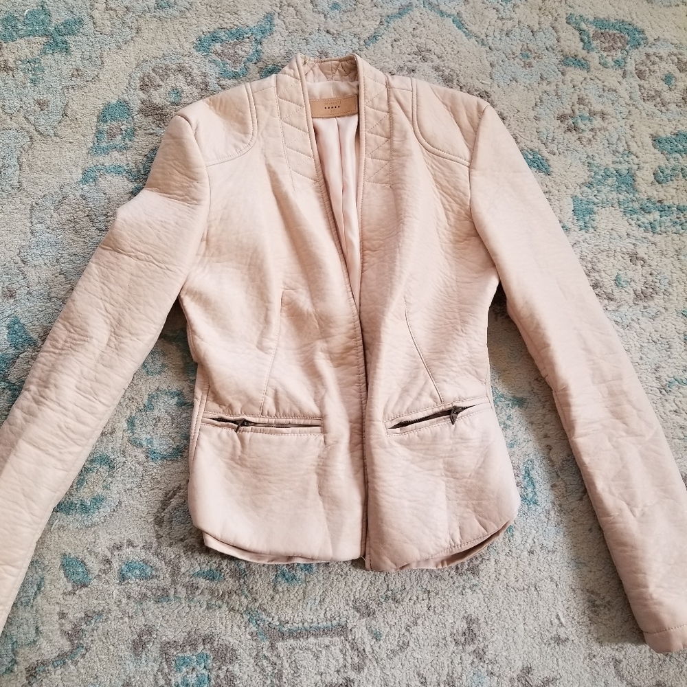 Beige pink XS faux leather jacket